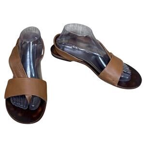 Free People Under Wraps Tan Brown Sandals Asymmetrical Strap Size 40 9.5 10